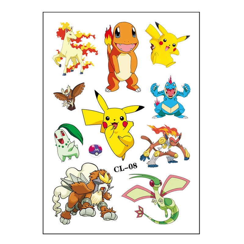 6 Stuks Nieuwe Pokemon Tattoo Stickers Pikachu Actie Cartoon Kids Tijdelijke Tatoeages Kids Meisjes Grappig Verjaardagscadeau