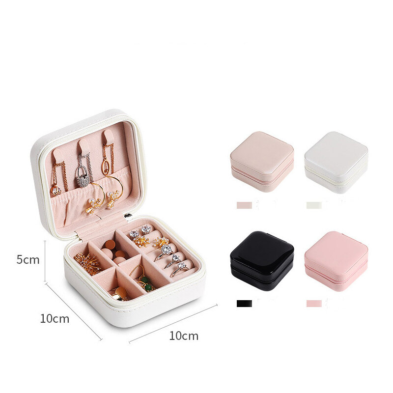 간단한 싱글 레이어 플립 소형 여성용 쥬얼리 상자, 미니 휴대용 목걸이 반지 선물 포장 상자, 귀걸이 쥬얼리 보관 가방