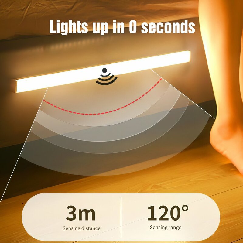 Veilleuse LED à capteur de mouvement intelligent, chargement USB, induction du corps humain, maison, lit, armoire de cuisine, armoire, applique murale