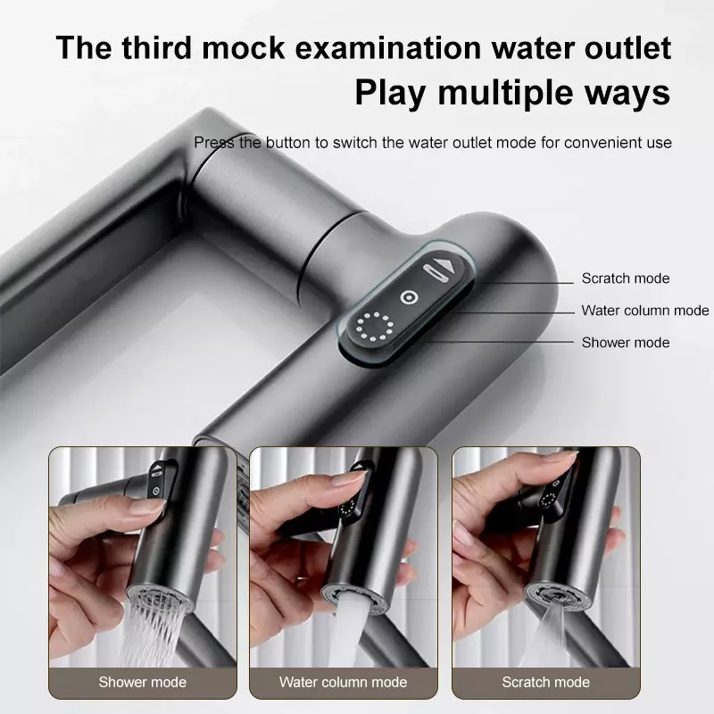 Kitchen Faucet Smart Digital Display 360° Rotation Multi-Function Stream Sprayer Cold and Hot Water Sink Mixer Rocker Wash Tap