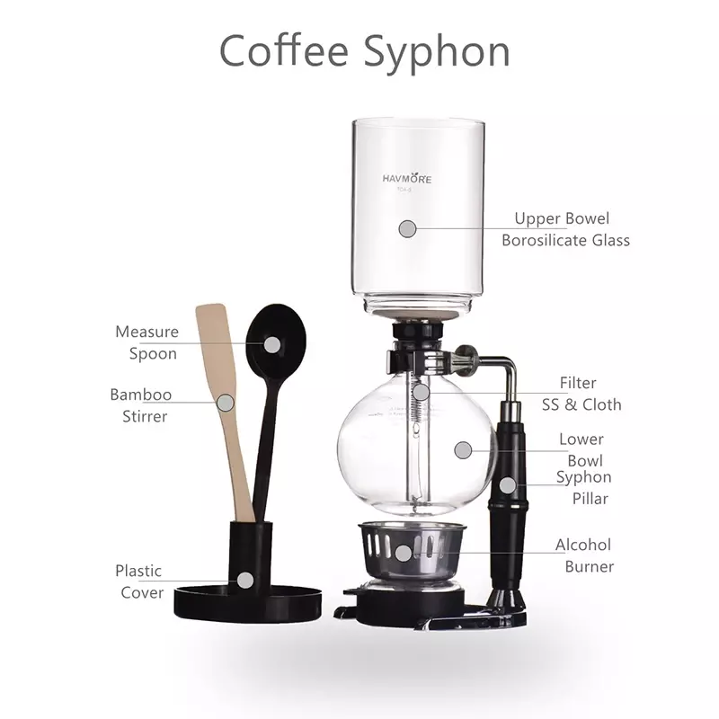 Syfon ekspres do kawy styl japoński syfon odporny na dzbanek szklany ekspres do parzenia kawy 2/3/5 filiżanek TCA-2/3/5