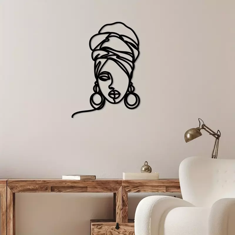 Arte de pared de Metal de línea minimalista, decoración de pared de una sola línea femenina, decoración de dormitorio, decoración de sala de estar, colgante para el hogar