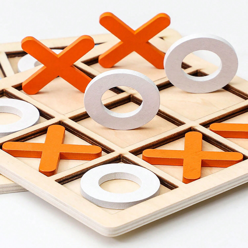 Drewniana XO Triple Cross Chess wczesna edukacja dzieci, Puzzle, rozrywka, wypoczynek, bitwa, gry planszowe