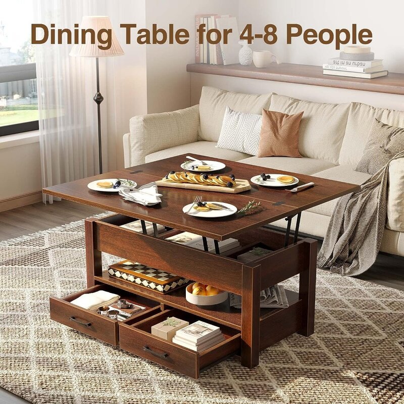 โต๊ะกาแฟ, ยกด้านบน, โต๊ะกาแฟแปลงสภาพมัลติฟังก์ชั่นพร้อมลิ้นชักและช่องซ่อน, โต๊ะกาแฟ