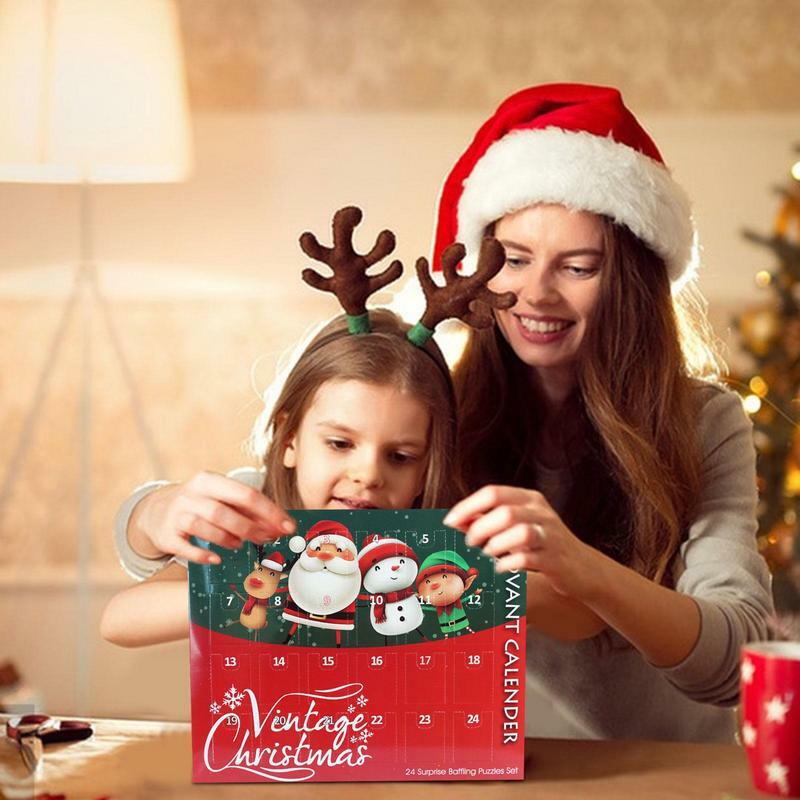 Weihnachten Advents kalender Metall entsperren Schnalle Kinder Lernspiel zeug 24 Tage Weihnachten Countdown Kalender Kinder Puzzle Spielzeug