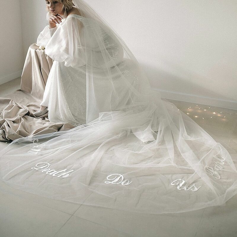 YF Bridal Veils Wedding Customized Bespoke Wedding Veil with phrases High-end private customization of the veil