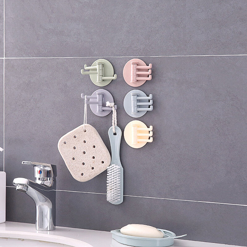 خطاف قابل للدوران مثبت على الحائط للمطبخ ، شماعات لاصقة غير ملحومة ، عصا تحمل قوية ، مستلزمات حمام رئيسية