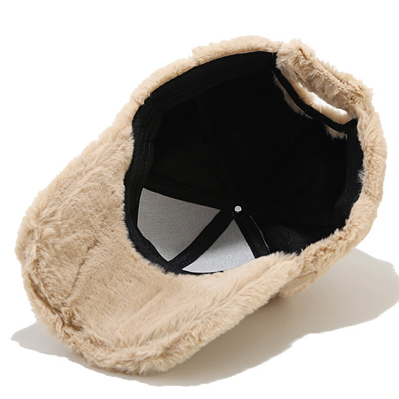 Rabbit Fur Baseball Cap Winter Keep Warm For Women's Outdoor Thickened Solid Casual Plush Men Hip Hop Outdoor Cycling Skiing Hat