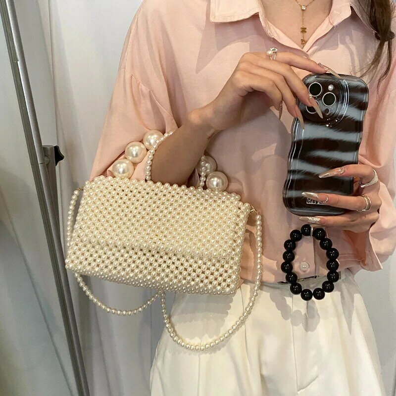 2024 New Beaded Portable Full Pearl Decoration Bag Trend  Purses and Handbags Crossbody Bags for Women