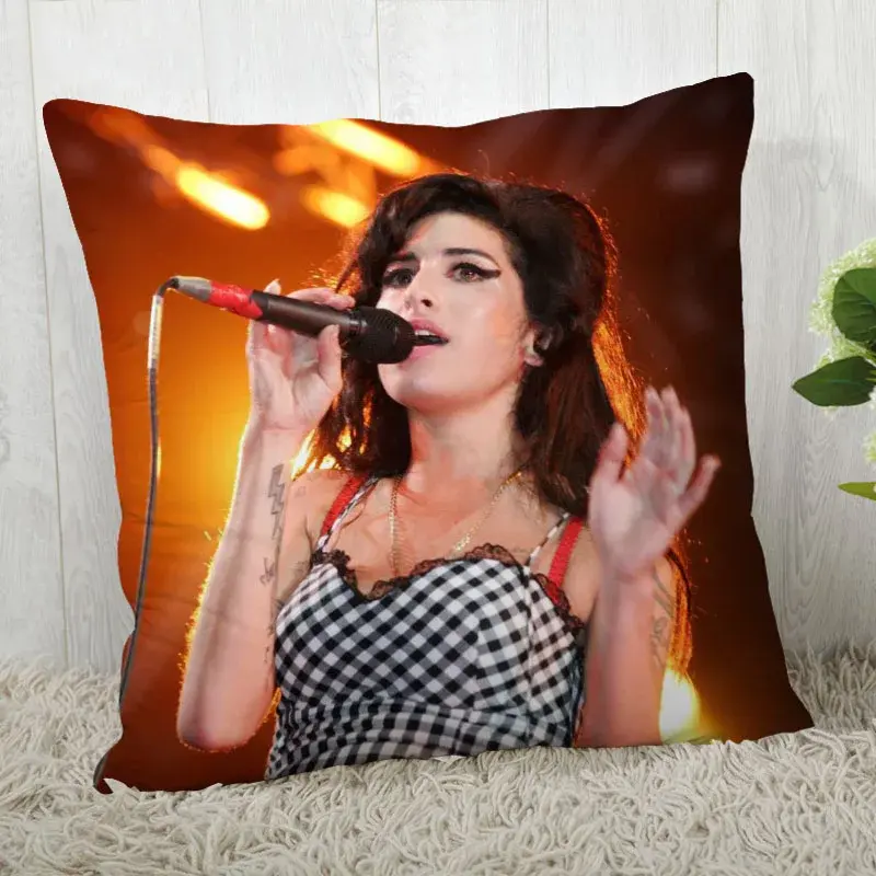 Amy Winehouse-funda de almohada personalizada para el hogar, funda de almohada decorativa moderna para sala de estar, 45x45cm,40x40cm