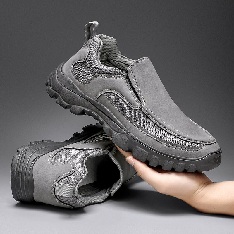 Handmade Leather Casual Shoes Men Sneakers Outdoor Men Shoes Breathable Flats Shoe Hot Sale Platform Slip On Men Loafers