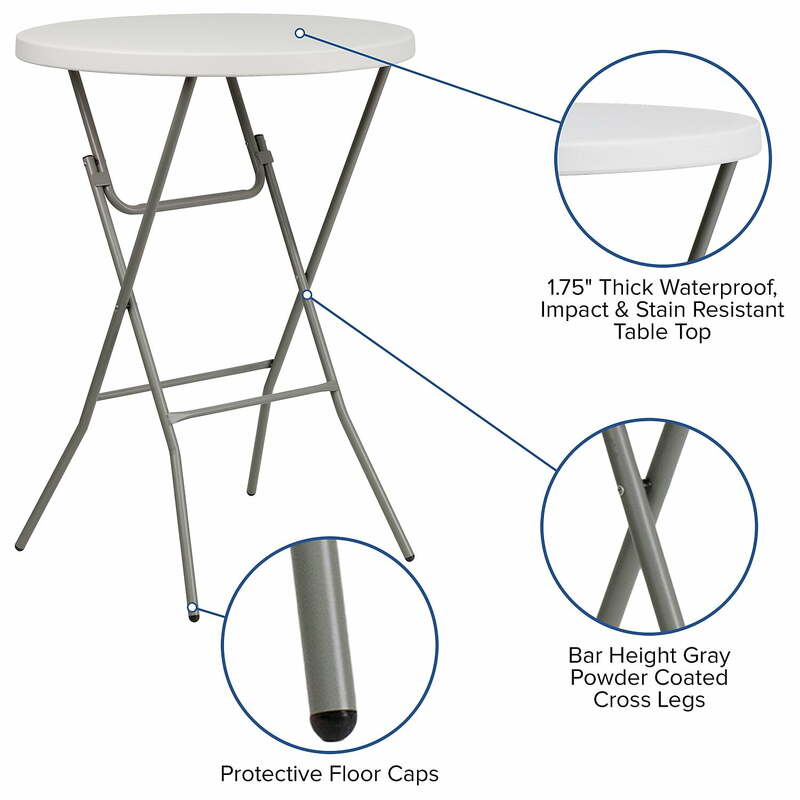 Mesa plegable redonda de plástico para Bar, mesa de cocina, Bistro, Pub, color blanco