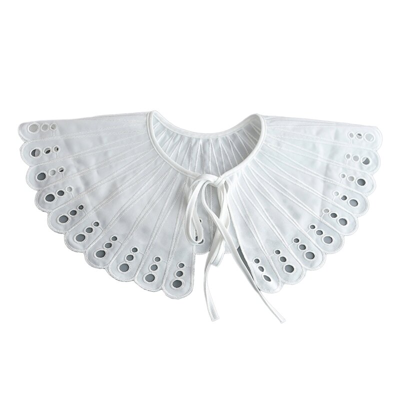 Women Faux Collar Shawl Hollow Out Feather White Scarf Cape
