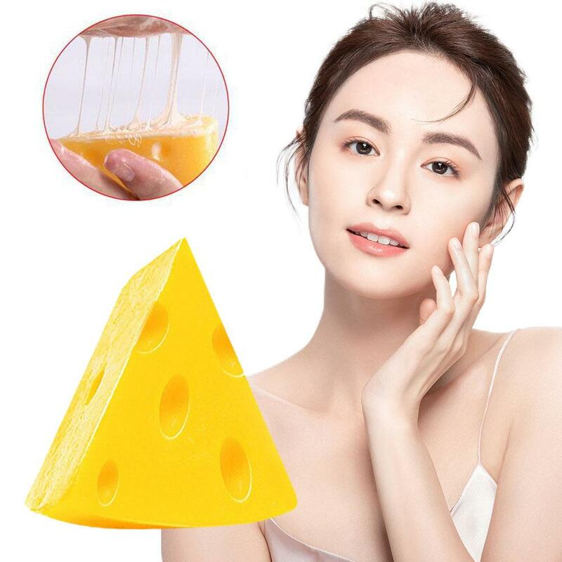 Acne Remover Cleansing Soap Cheese Shape Anti-mite Soap Special Design Brightening Soap for Women Beauty F7U0