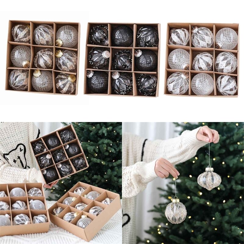 9pcs/set Christmas Hanging Ball Bauble for Christmas Tree Decoration Holiday Wedding Party Decor 2024 New Year Gift