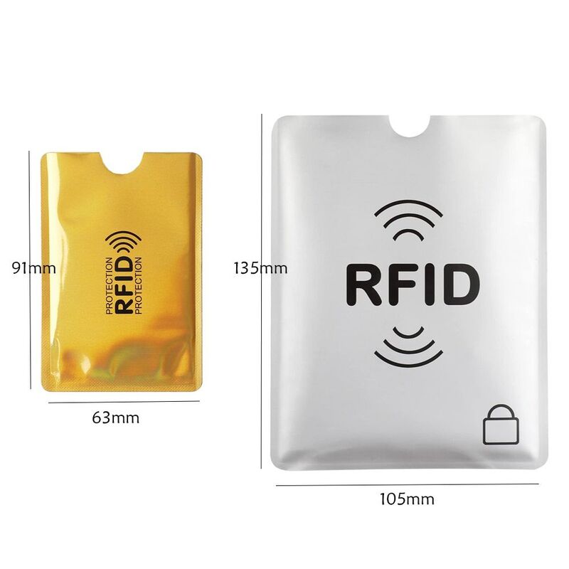 Anti-Theft RFID Card Holder para o cartão de crédito, Alumínio colorido Reader Lock, Passaporte Protector Sleeves, Segurança, 5PCs
