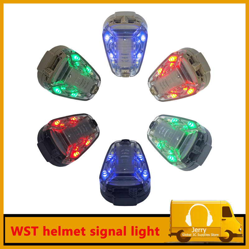 Luz de sinal de capacete tático exterior WST, estroboscópio infravermelho multiúso, luz de joaninha, verde vermelho e azul, equipamento ao ar livre