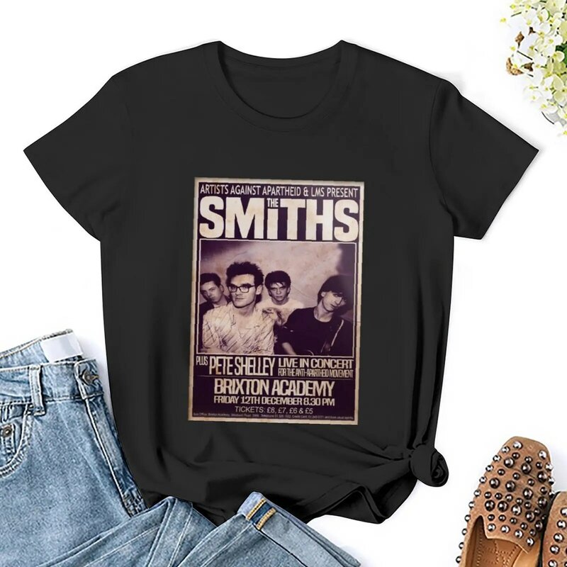 T-shirt de concerto final feminina, roupa de mulher, cortada, branca, The Smiths, 1986