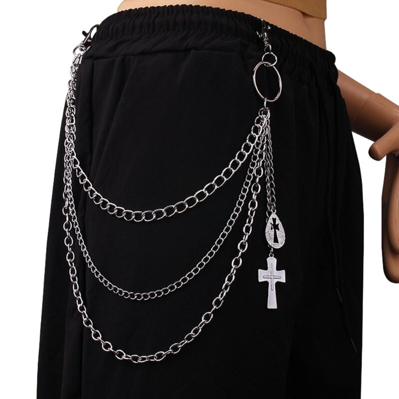 Spodnie łańcuszkiem do paska krzyż metalowy do dżinsów unisex Eboy Jeans Punk estetyczny łańcuszek