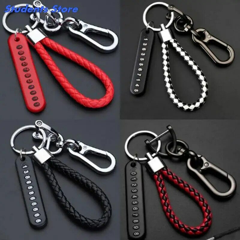 1pc Mobile Phone With Portable Anti-lost Phone Number Plate Car Keychain Pendant Key Ring Key Chain