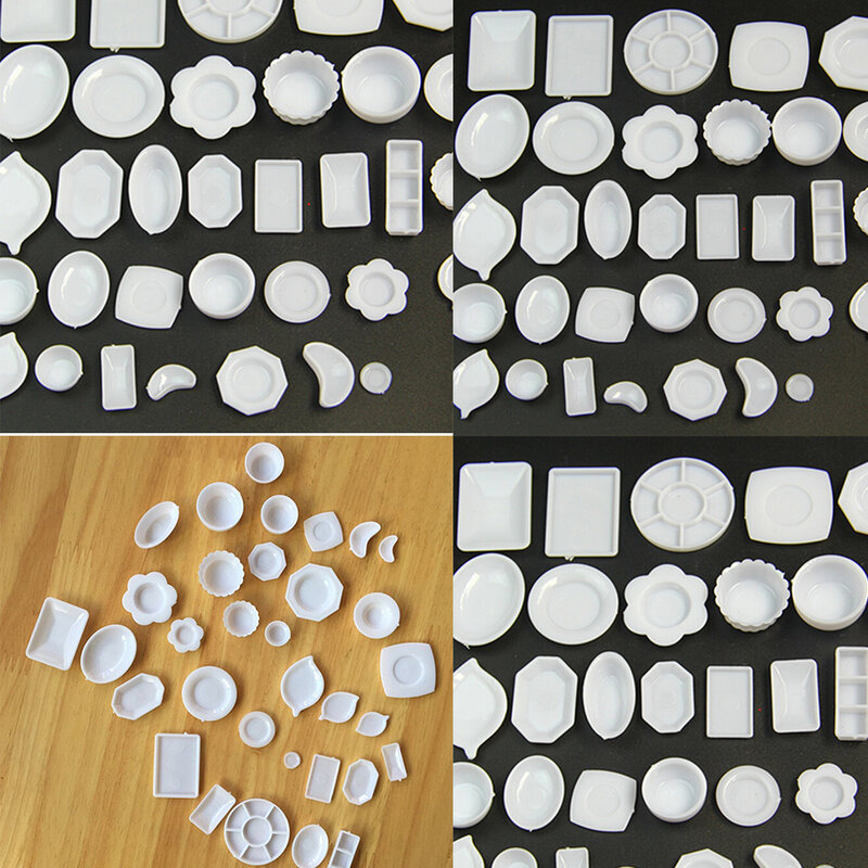 33 шт., набор миниатюрных пластиковых тарелок для кукольного домика
