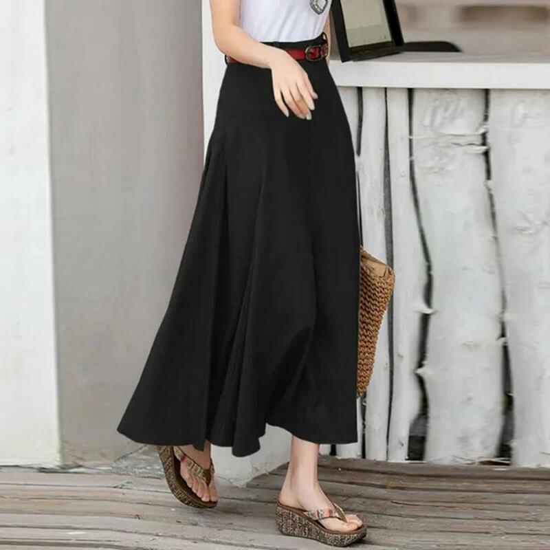 Women Maxi Skirt High Waist Irregular Large Hem Long Skirt Solid Color A-Line Loose Fit Skirt Streetwear