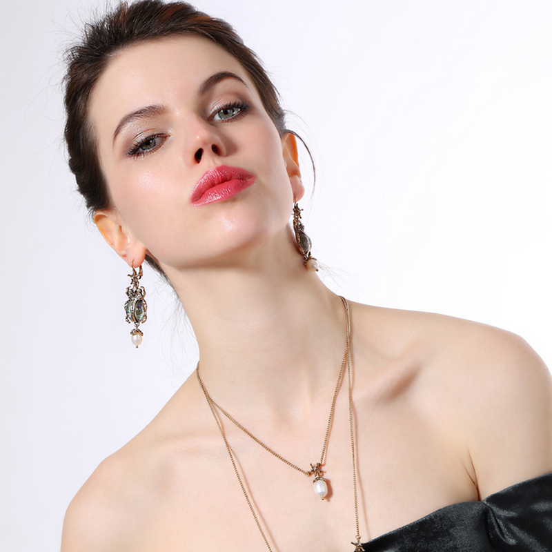 Marienkäfer Ohrring Mode Ohrringe Süßwasser Frauen Temperament übertrieben Perle