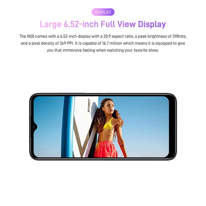 Смартфон Doogee N50 на Android 13, восемь ядер, экран 6,52 дюйма, 8 ГБ + 128 ГБ, камера 50 МП, аккумулятор 4200 мАч