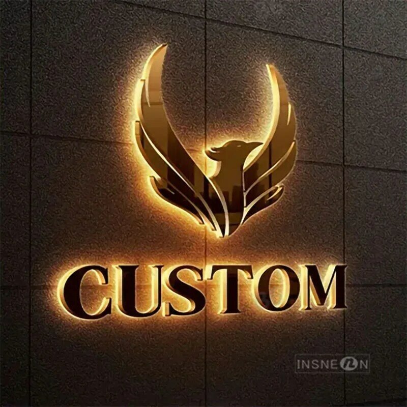 Retro illuminato Lettering Metal Wall Logo Signage Indoor Outdoor Office Company Business Sign