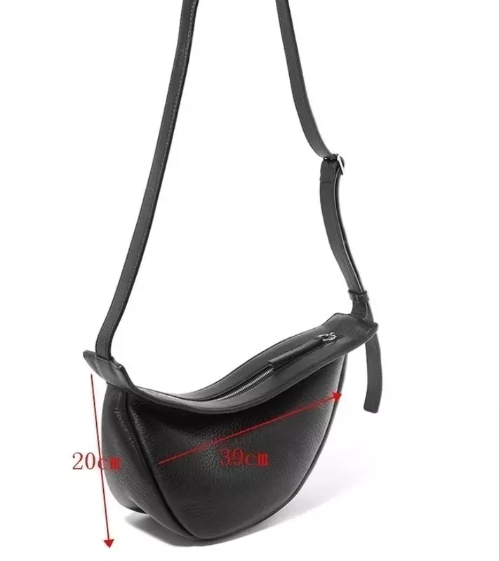 女性用ハーフムーンチェストバッグ,小さなショルダーストラップ,幅の広いストラップ,ジッパー付きレザー品質