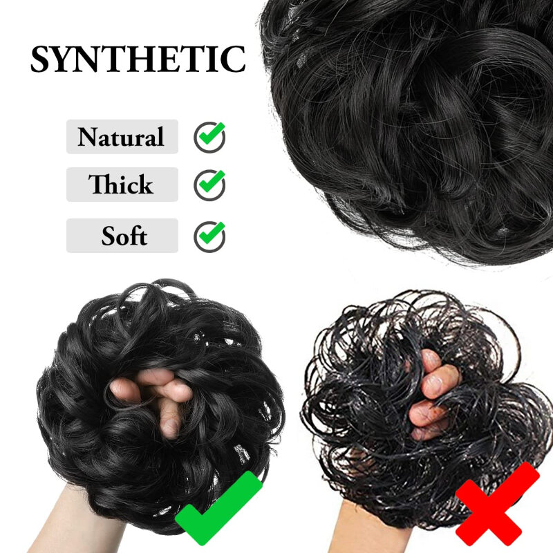 Syntetyczne puszyste włosy kręcone okrągłe włosy kok z elastycznym sztucznym włóknem jedwabnym dla kobiet Donas Para El Cabello Mujer