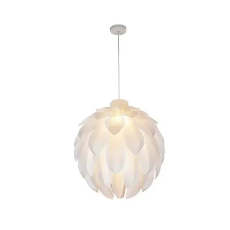 Modern White Petal Pine Cone Pendurado Pendant Light, Children's Bedroom Living, Romântico Nordic Girl Lighting, Restaurante Decor Lamp