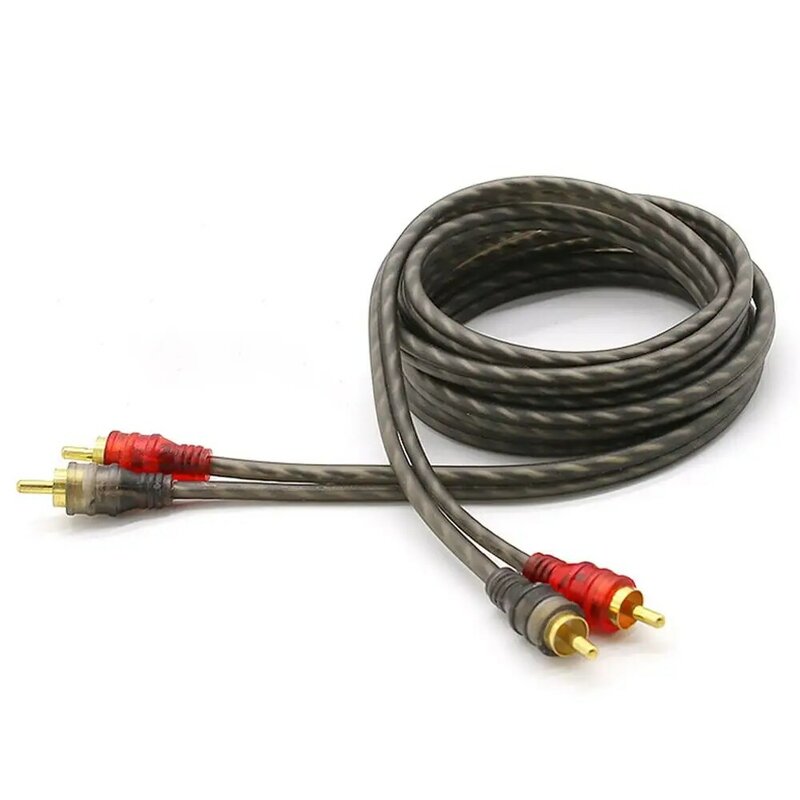 Câble de signal audio de voiture, fil de cuivre pur, prise RCA, amplificateur de puissance de rette, ligne de directions en PVC, accessoires de système audio de voiture, 0.5-5m