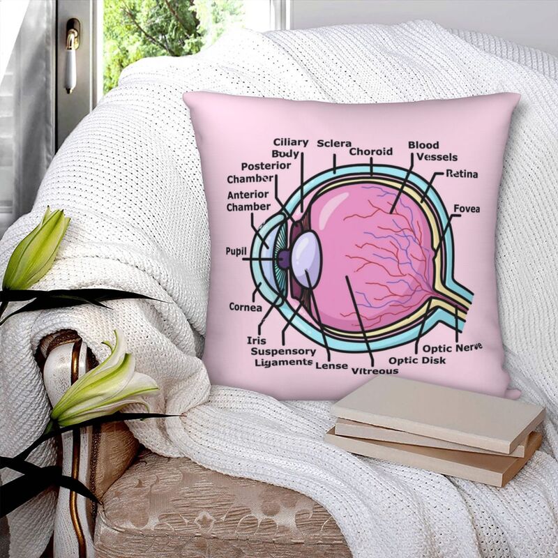 Diagrama de ojos-funda de almohada cuadrada de Oftalmología, funda de almohada de poliéster, cojín de terciopelo, decoración cómoda para sofá de casa