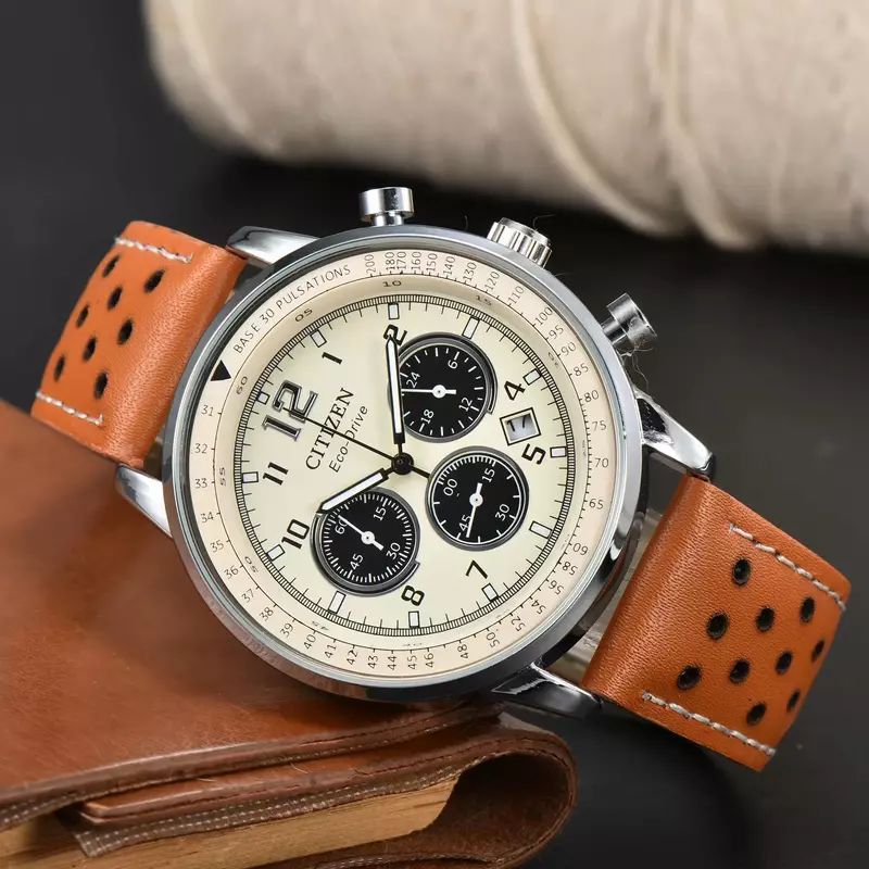 Citizen Men's Watches Quartz Watch Luxury Fashion Business Shockproof Leather Strap Shimmer Kinetic Energy Clocks Men's Watch