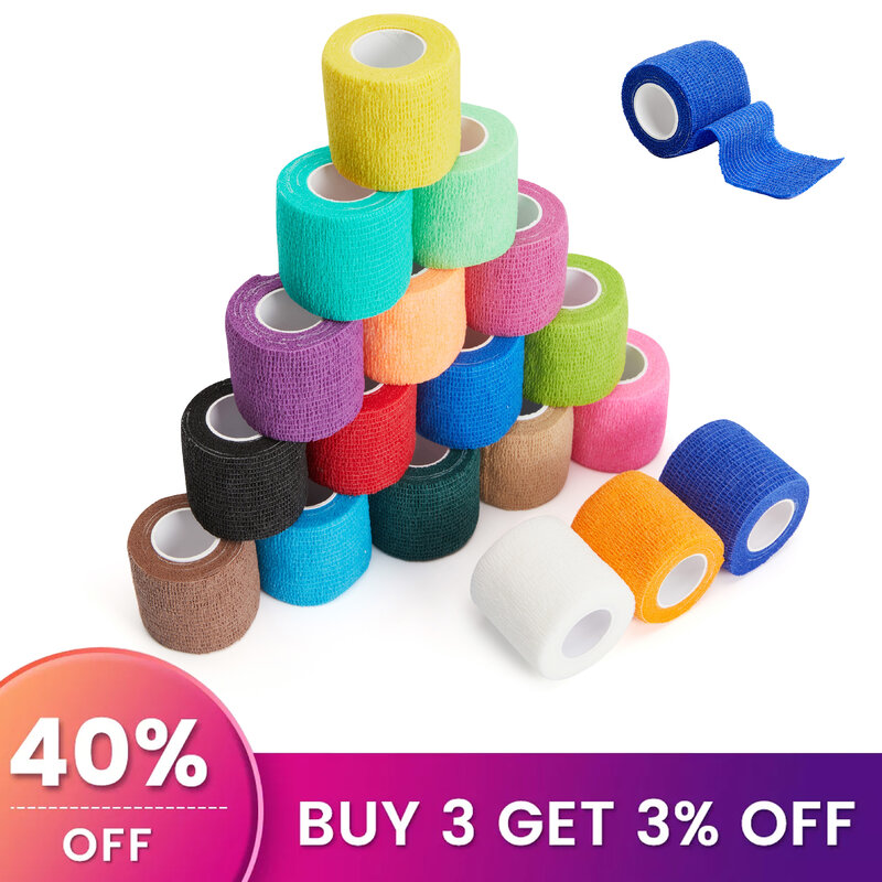 1 Roll 4.5m Colorful Sport Self Adhesive Elastic Bandage Wrap Tape Sports Fixing Finger Wrist Leg For Knee Support Pads pet