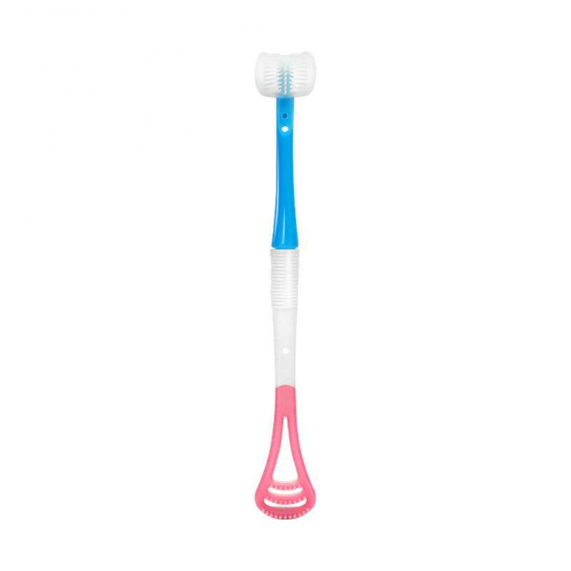Multi Functional Three Sided Children's Toothbrush Soft Hair 2-6-12 Year Old Baby U-shaped Oral Care Cleaning Tongue Scraper
