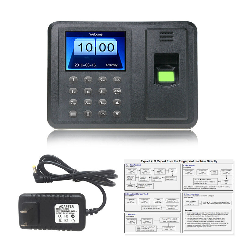 2.8 "Multi-sprache Biometrische Fingerprint Zeit Teilnahme Clock Recorder Mitarbeiter Anerkennung Aufnahme Gerät Elektronische Maschine