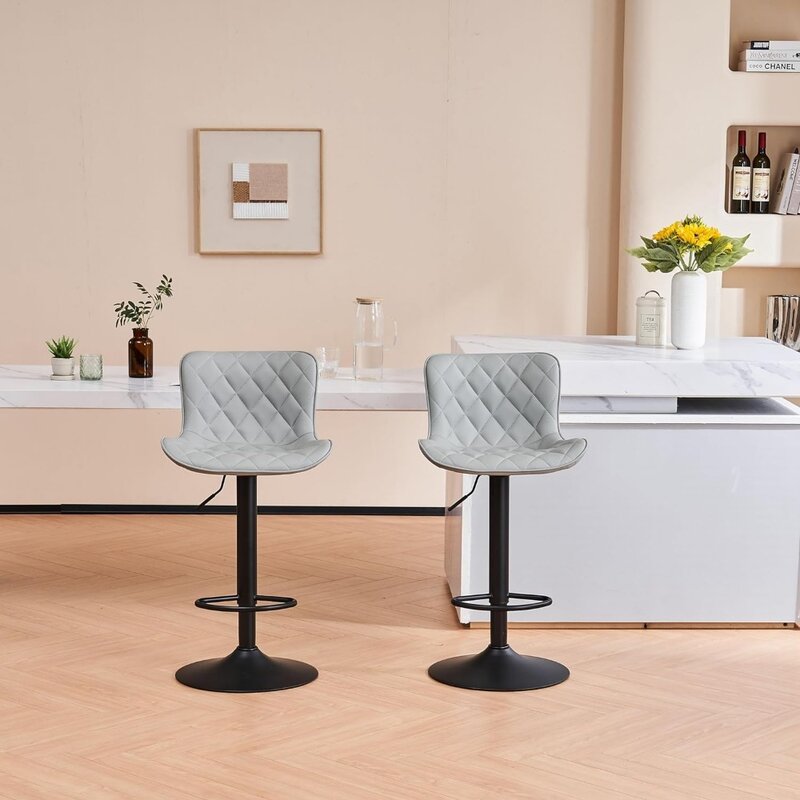 YOUNUOKE Bar Stools Set of 2 Faux Leather Barstools with Back Modern Swivel Counter Height Stools Adjustable Tall Bar Chairs