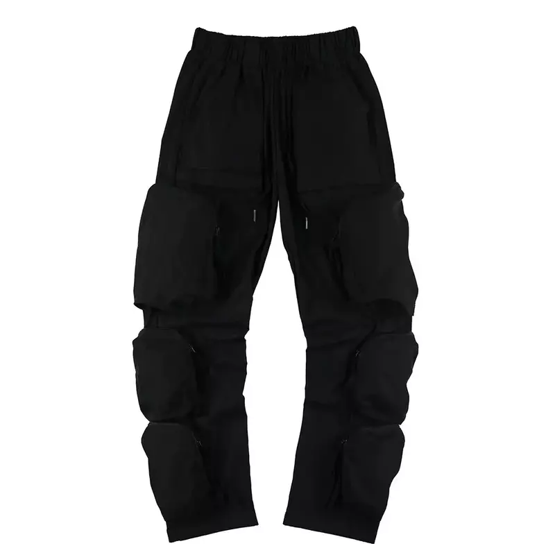 High Street Multi Pocket Drawstring Tooling Trousers Y2K Streetwear Men And Women Casual Fashion Hip Hop Cargo Baggy Pants