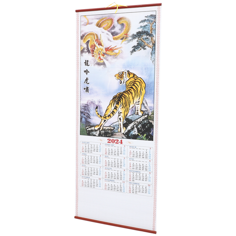 Calendario chino colgante de pared, calendario Lunar, año del Dragón, desplazamiento