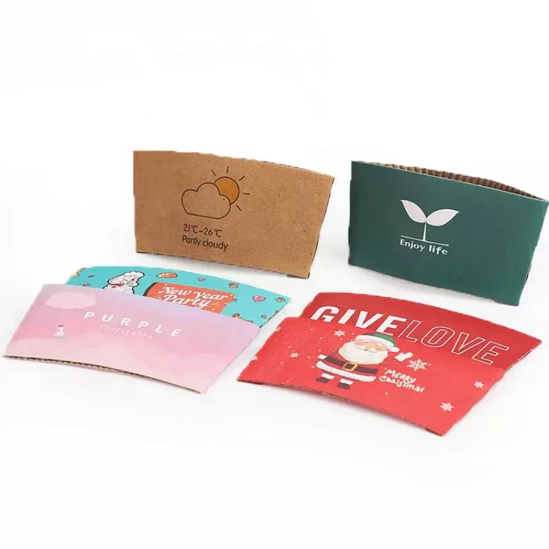 Customized productEmbossed Paper coffee cup sleeves Heat Proof Logo Paper Cup Sleeve