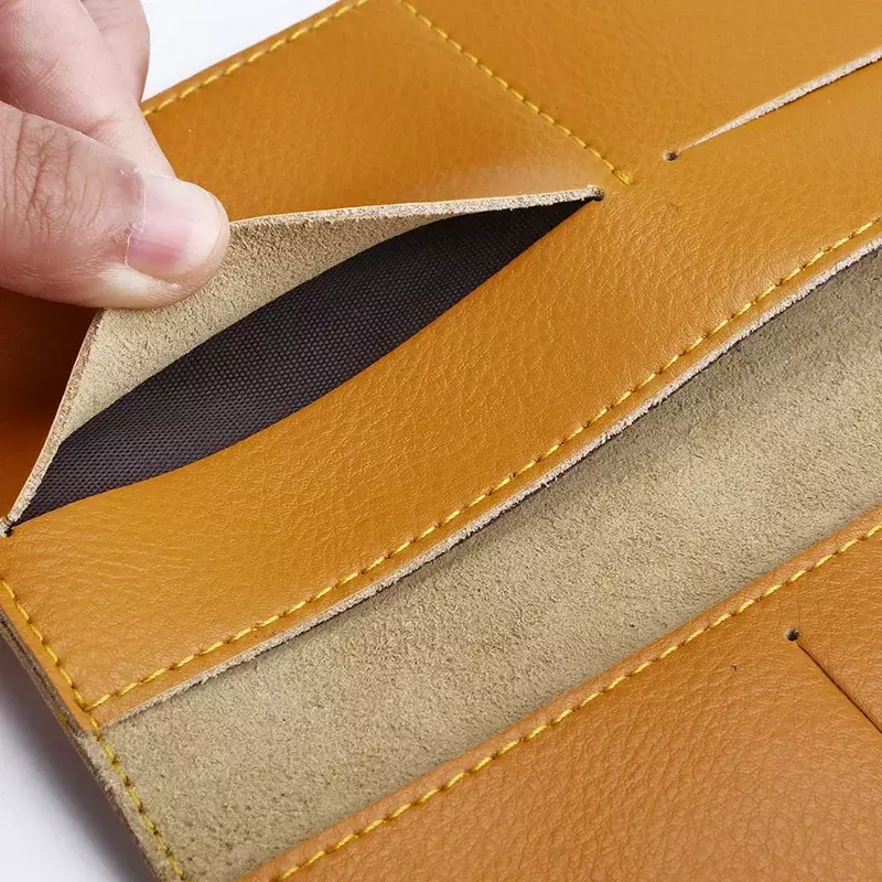 Длинный кошелек MJ01 из коровьей спилковой кожи для мужчин и женщин, тонкий бумажник для денег и кредитных карт