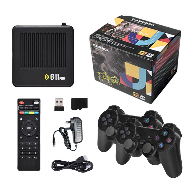 Console per videogiochi G11 Pro 4K HD 2.4G 128GB Controller Wireless Emuelec4.3 S905X2 Dual System Family gamepox gioco integrato