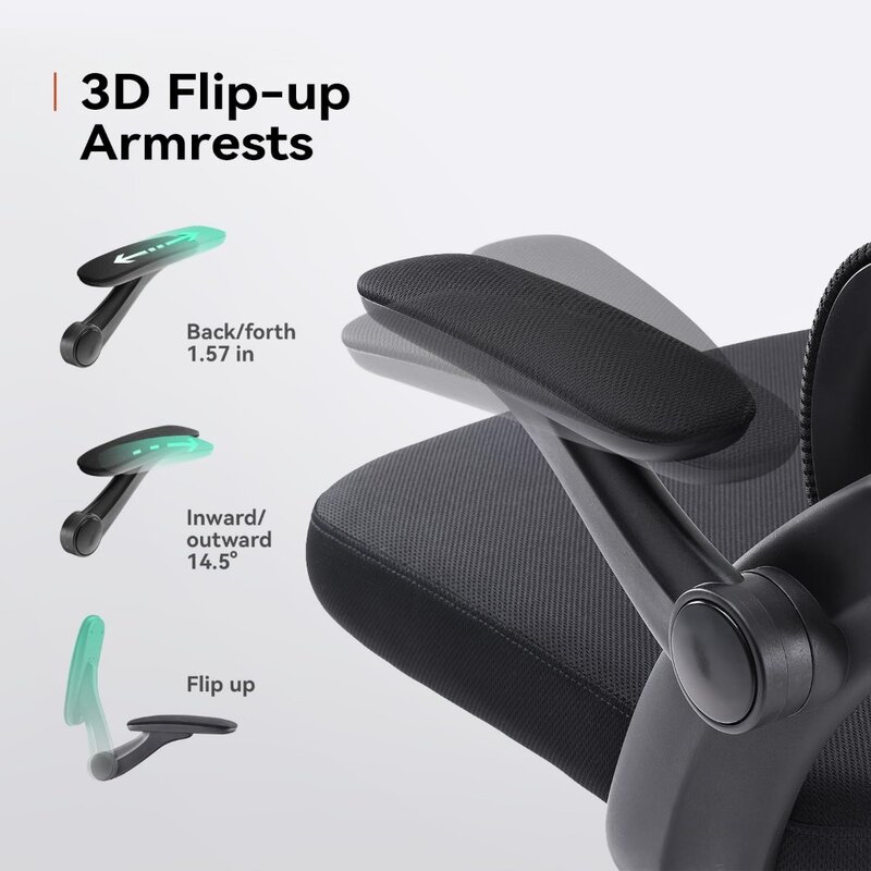 High Back Desk Chair With 3D Armrests Swivel Computer Task Chair With Adjustable 2D Headrest Up&Down Lumbar Support Office