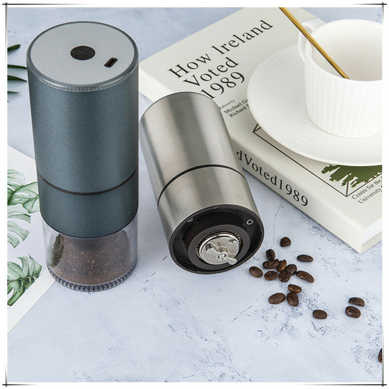 Aço inoxidável café feijão moedor, máquina automática, carga USB, núcleo CNC, eletromagnética