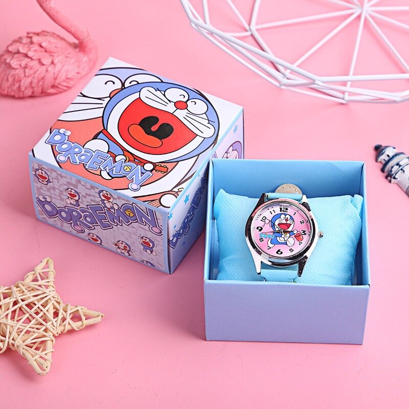 Reloj de estilo aleatorio para niños, pulsera de cuarzo con caja de Disney, Mickey, figura de anime, Minnie, Spiderman, regalo de cumpleaños