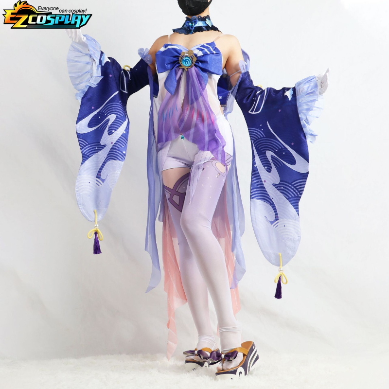 Genshin Impact Sangonomiya Warriomi Cosplay Costume avec perruque, Costumes de fête d'Halloween