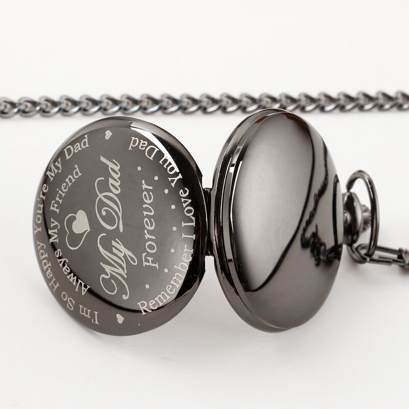 Reloj de bolsillo de cuarzo clásico, collar de acero redondo Vintage de alta calidad, regalo para papá