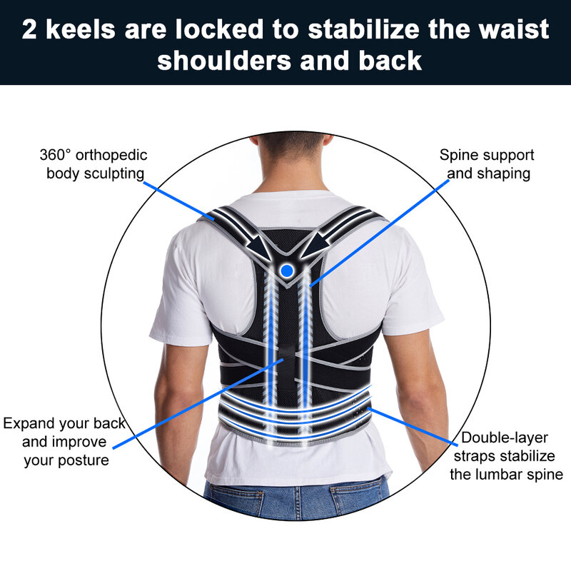 Ajustável totalmente volta postura corrector, ombro cintura apoio alisador, crianças e adultos, melhorar a postura, Back Pain Relief